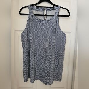 Adrianna Papell Blue and White Polka Dot Tank